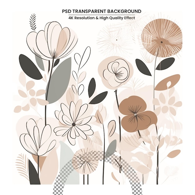 PSD flat vector art illustration of flower bouquet