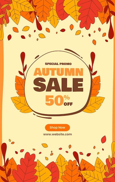 Flat vertical autumn sale special promo template