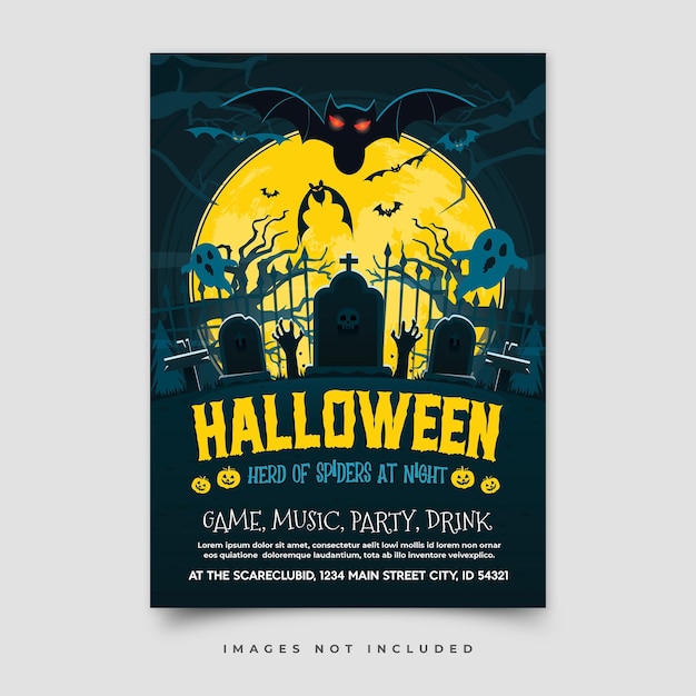 PSD flat vertical halloween flyer template