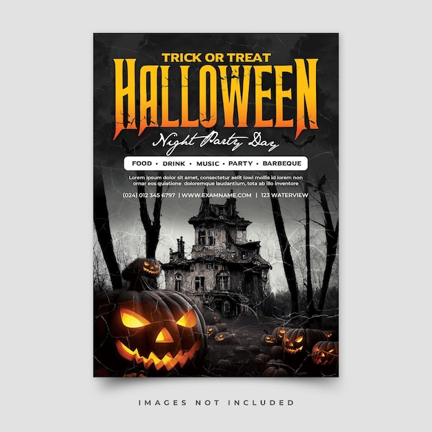 PSD flat vertical halloween flyer template