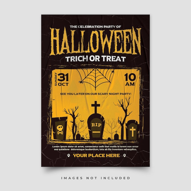 Flat vertical halloween flyer template