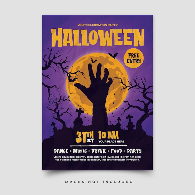 Flat vertical halloween flyer template