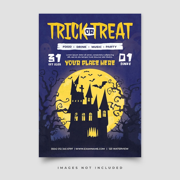 Flat vertical halloween flyer template