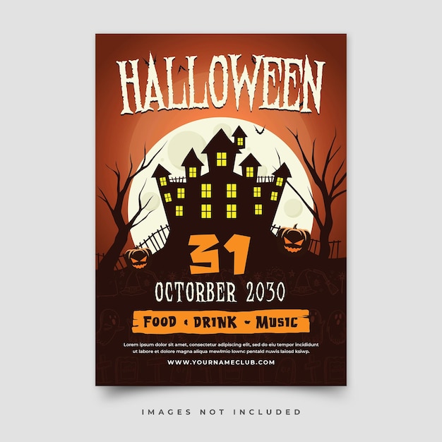 PSD flat vertical halloween flyer template