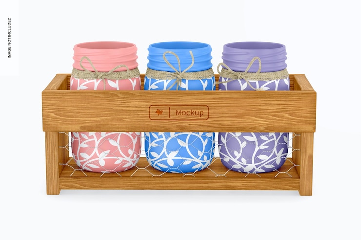 PSD flatware serving holder mockup, front view
