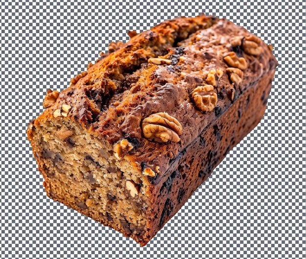 Flavorful banana walnut bread isolated on transparent background