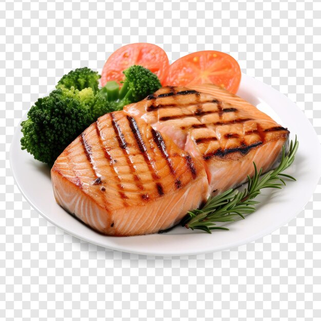 Premium PSD | Flavorful grilled salmon steak on transparency background psd