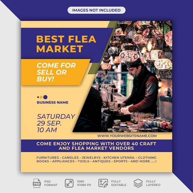 PSD flea market post template for social media