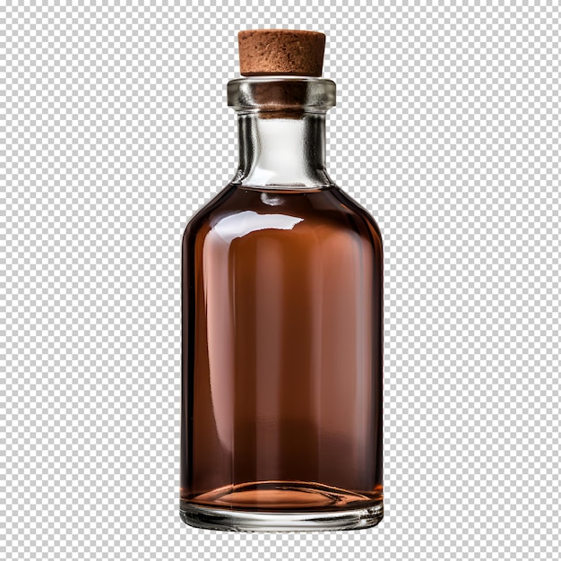 Flessenglas voor geurolie of spa-cosmetica op geïsoleerde transparante achtergrond