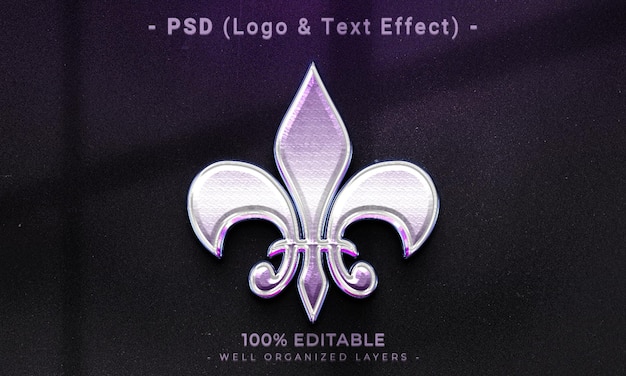 A fleur de lis logo and text effect