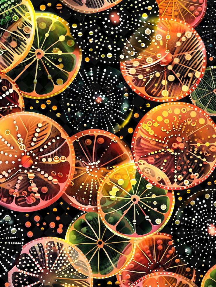 PSD flickering lemon drop candies arranged in a mosaic pattern c neon color food drink y2k collection