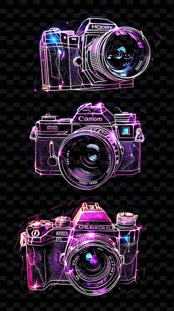Flickering Neon Cameras Capturing Glitched Camera Texture Ma Y2k Texture Shape Background Decor Art