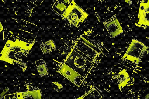 PSD flickering neon cameras capturing glitched camera texture ma y2k texture shape background decor art