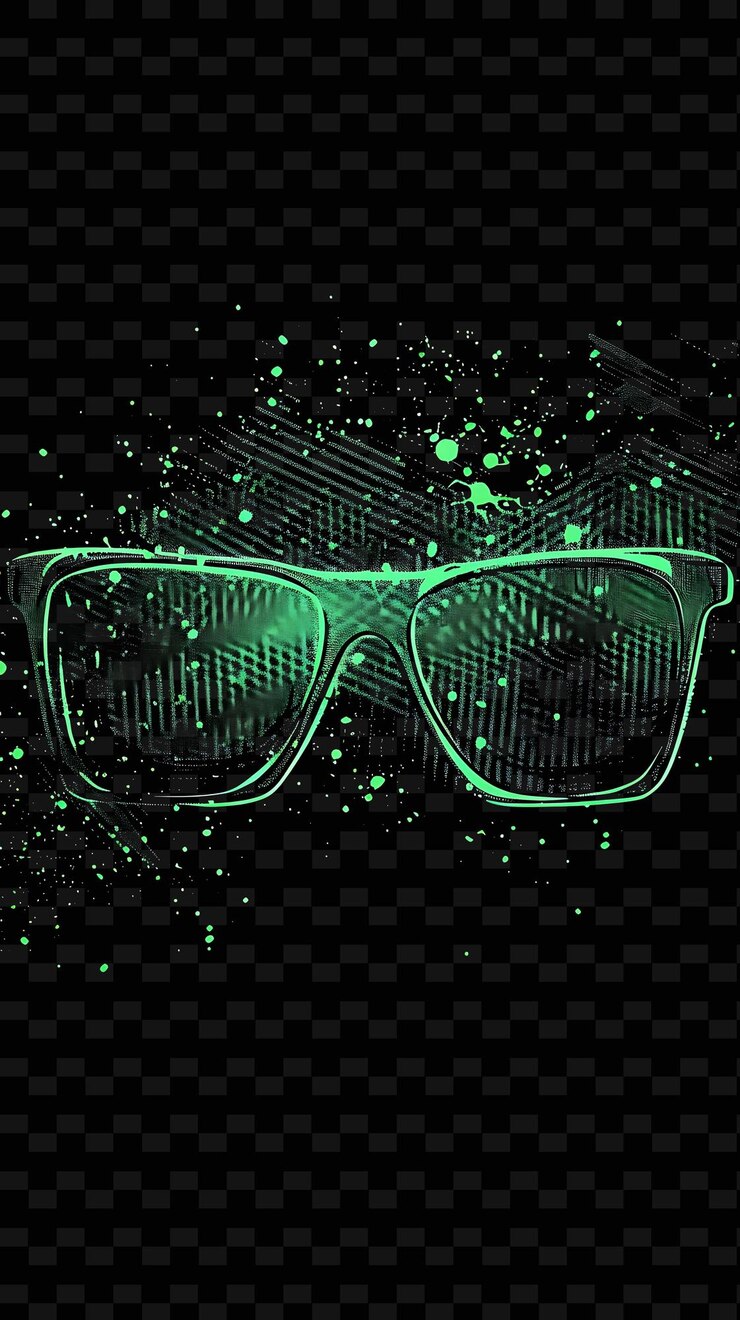 PSD flickering neon spectacles glitched glasses texture material y2k texture shape background decor art