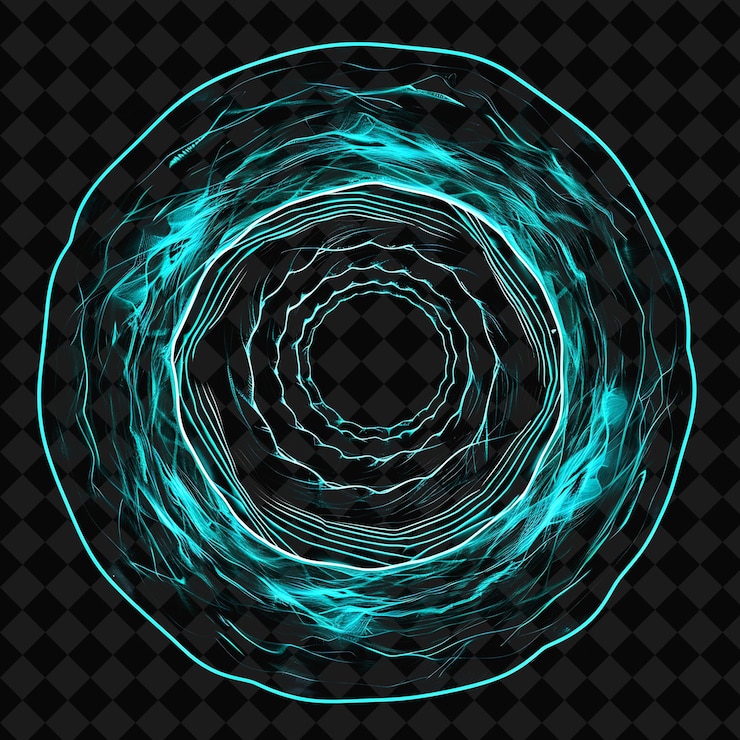 PSD flickering neon wormhole inside a silhouette spiraling tunne png y2k neon space designs