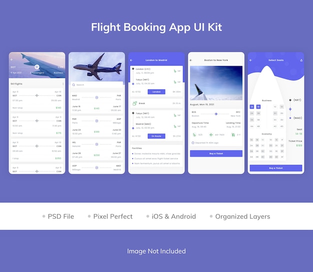 Flight booking app ui kit