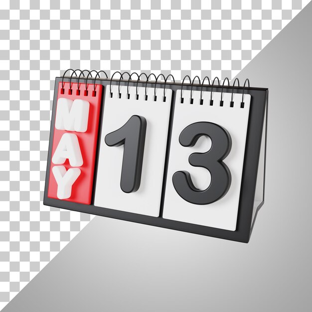 Flip Desk Calendar 13 May 3D Rendering