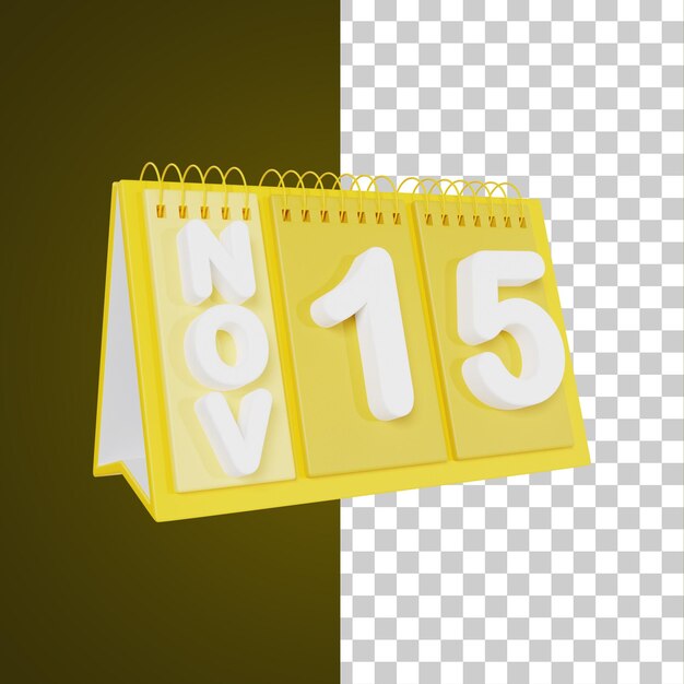 Flip Desk Calendar 11월 15일 3D 일러스트레이션