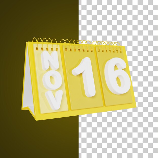 Flip Desk Calendar 16 ноября 3D иллюстрация