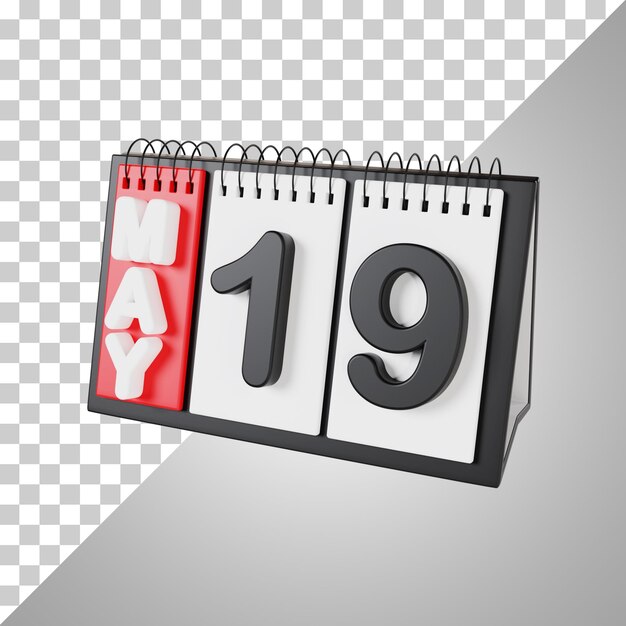 Flip Desk Calendar 19 May 3D Rendering