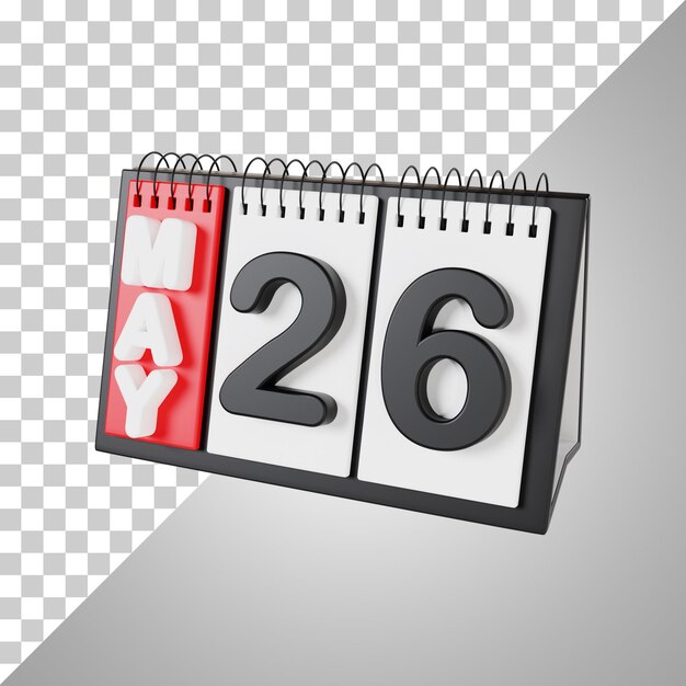 Flip Desk Calendar 26 May 3D Rendering