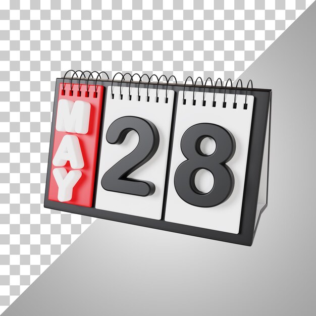 Flip Desk Calendar 28 May 3D Rendering