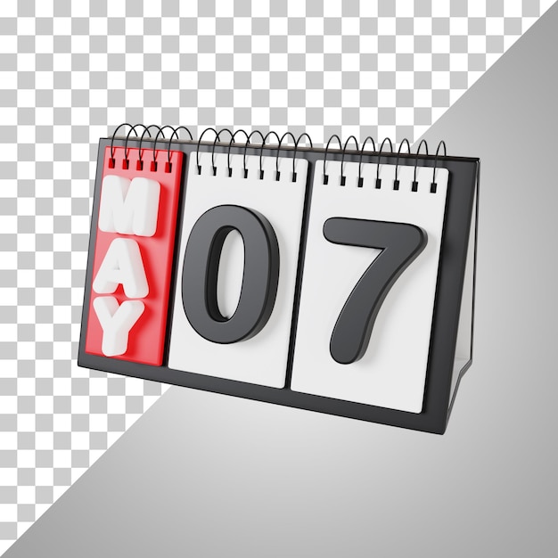 PSD flip desk calendar 7 may 3d rendering