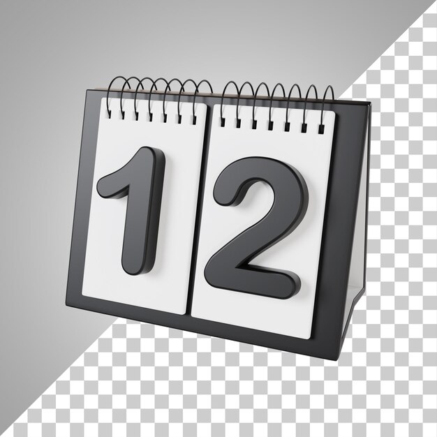 PSD flip desk calendar day 12 of the month 3d rendering