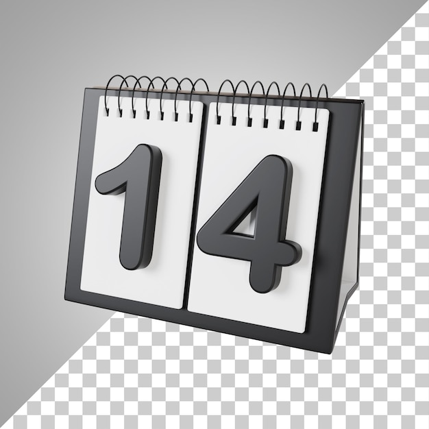 Flip desk calendar day 14 of the month 3d rendering