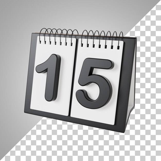 Flip desk calendar day 15 of the month 3d rendering