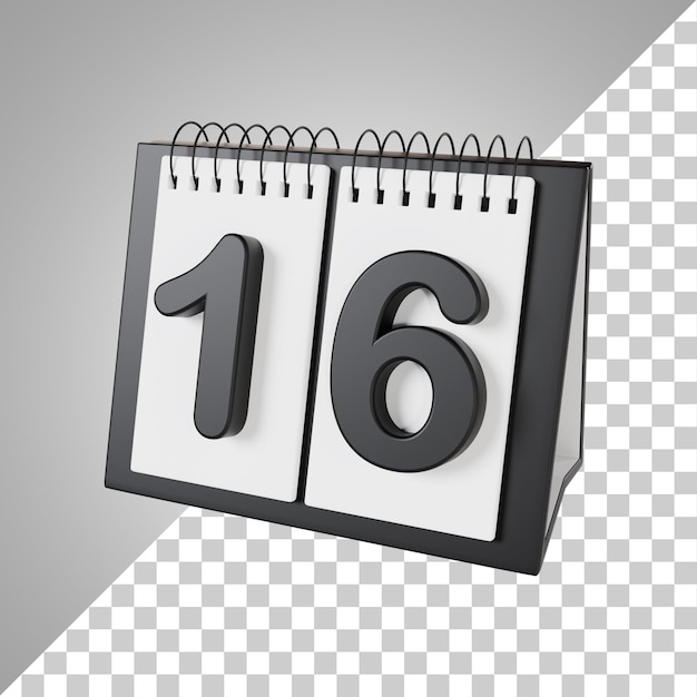 PSD flip desk calendar day 16 of the month 3d rendering