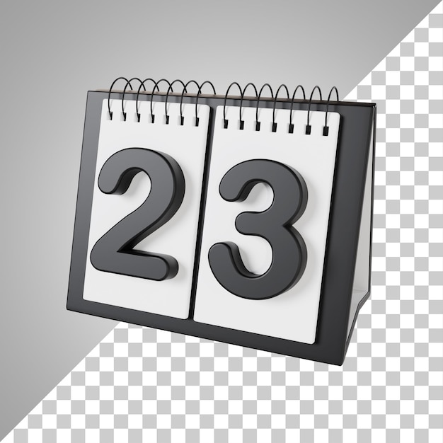 Flip desk calendar day 23 of the month 3d rendering