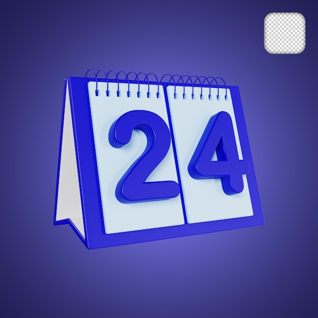 PSD flip desk calendar giorno 24 del mese 3d'illustrazione