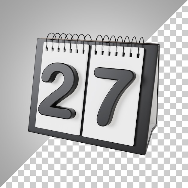 Flip desk calendar day 27 of the month 3d rendering