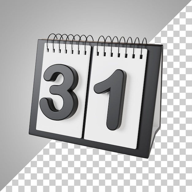 Flip desk calendar giorno 31 del mese rendering 3d