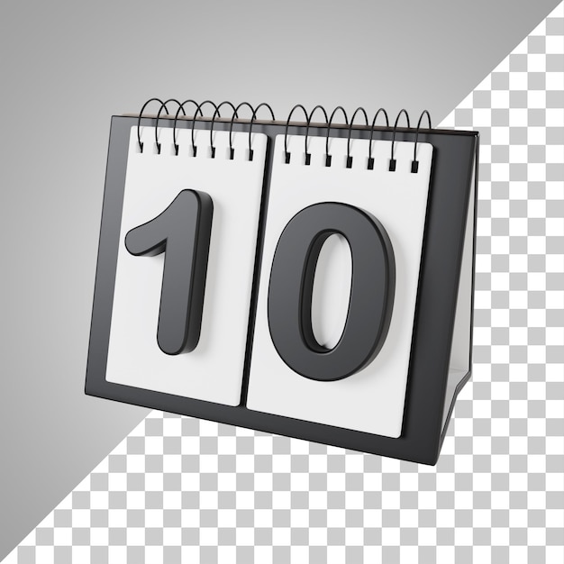 Flip desk kalender dag 10 van de maand 3d-rendering