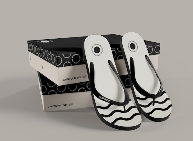  Flip Flop with Box Mockup