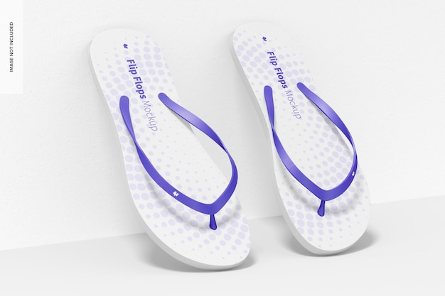 PSD flip flops mockup, leaned