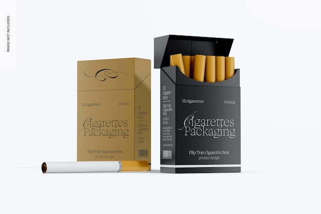 Flip top cigarette boxes mockup