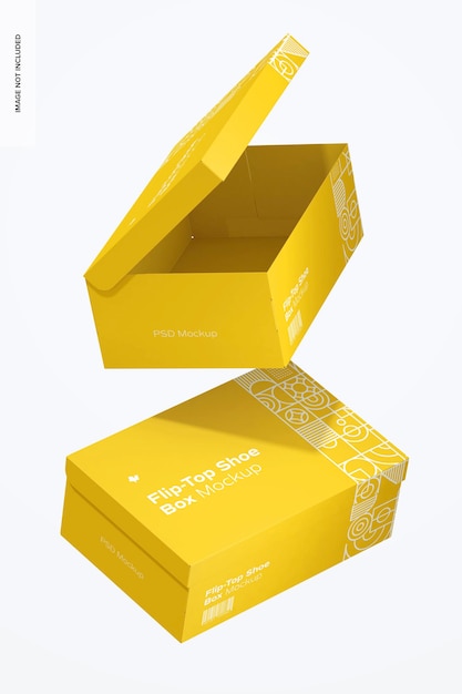 Flip-Top schoenendozen Mockup, Falling