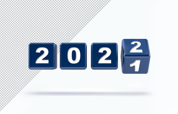 Flipping kubussen voor nieuwjaarswijziging 2021 naar 2022 mockup