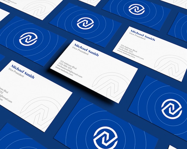 Float business card pattern mockup tilt view