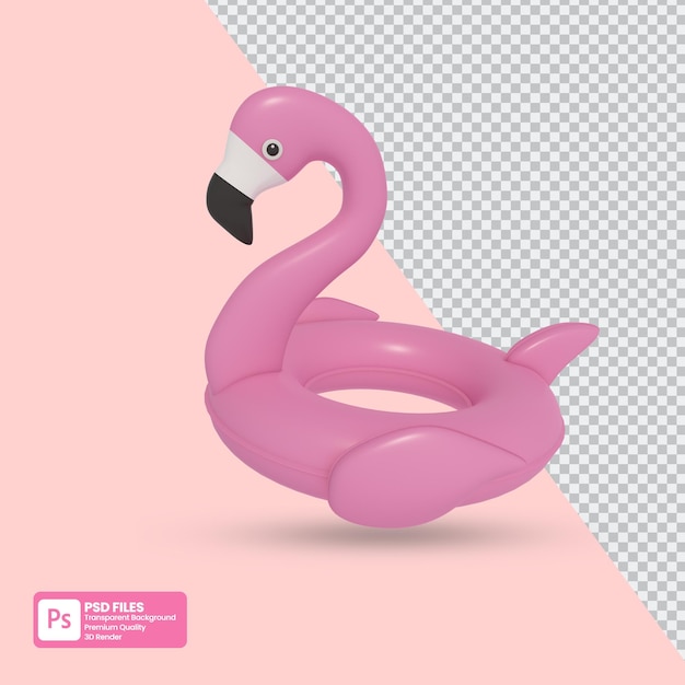 Float flaminggo 3d illustration on transparent background isolated premium psd