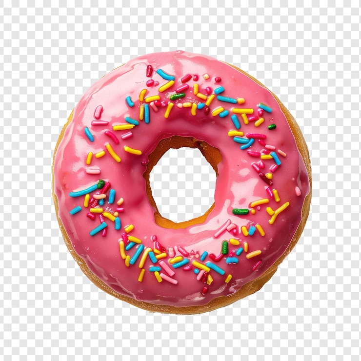 PSD floated doughnut floaty top view lay flat isolate on transparency background psd