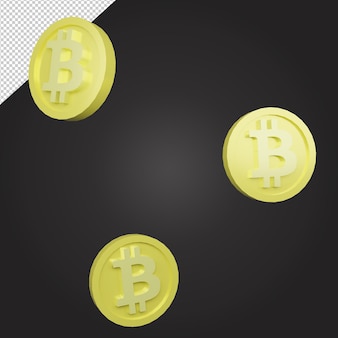 Rendering 3d bitcoin galleggiante