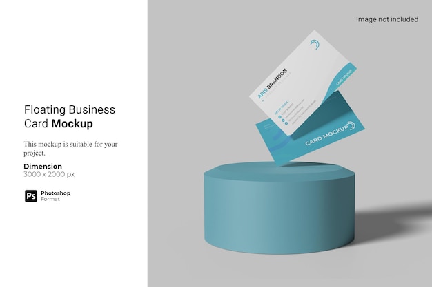 Floating Business Card 3D Realistic PSD Mockup