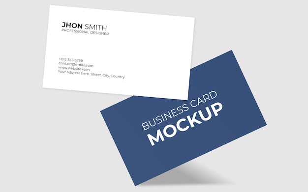 PSD floating business card mockup