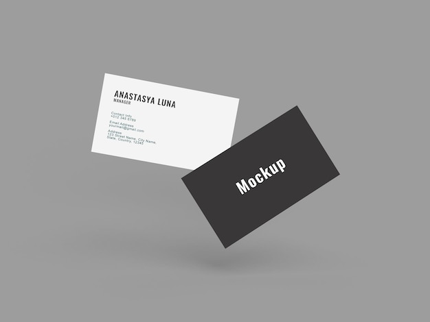 Floating business card mockup