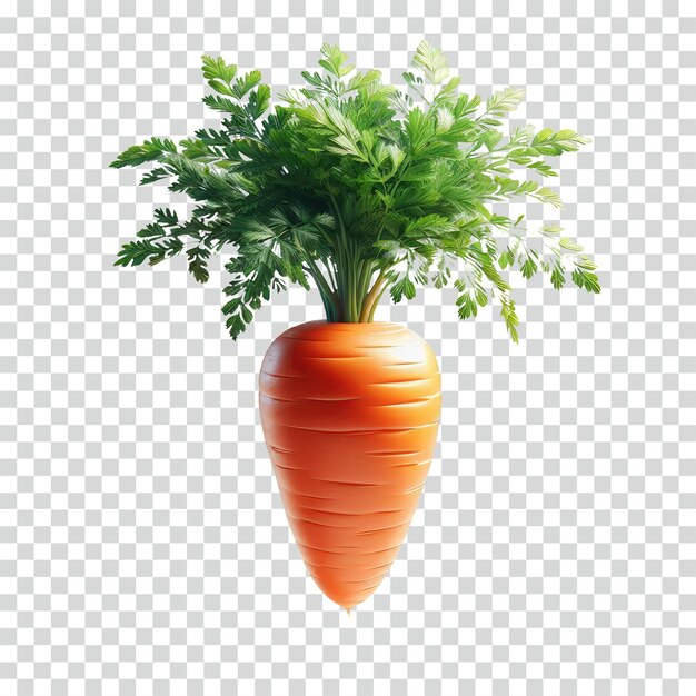 PSD floating carrot with its leaves transparent background