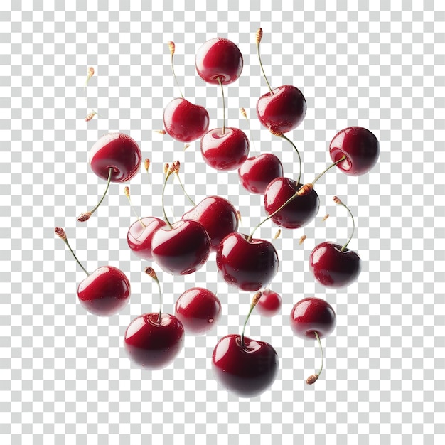 PSD floating cherries transparent background